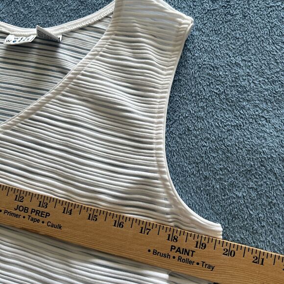 Wet Works Midi Dress Medium Coverup Sheer Striped Tank White Beach Minimalist - Picture 8 of 11